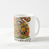 週末予報 サッカーと昼寝 かわいいアライグマ コーヒーマグカップ (正面右)
