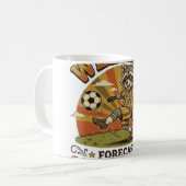 週末予報 サッカーと昼寝 かわいいアライグマ コーヒーマグカップ (正面左)