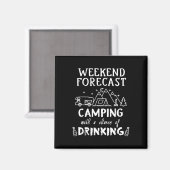 週末予報Tシャツ 楽しい飲酒Tシャツ キャンプ マグネット (正面/裏面)