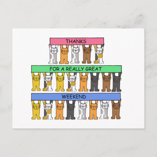 週末感謝していの素晴らし猫たち ポストカード (正面)