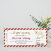 週末旅行クリスマスプレゼントチケットバウチャー 招待状 (スタンド正面)