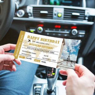 週末旅行 バースデー 搭乗券 招待状