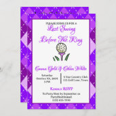 週末結婚のゴルフアクティビティパープルアーガイル 招待状 (正面/裏面)