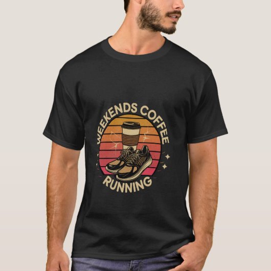 週末 コーヒー ランニング ランナー ルーティン ライフスタイル - Tシャツ (正面)