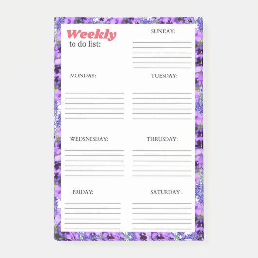 週次のタスク一覧： ポストイット (正面)