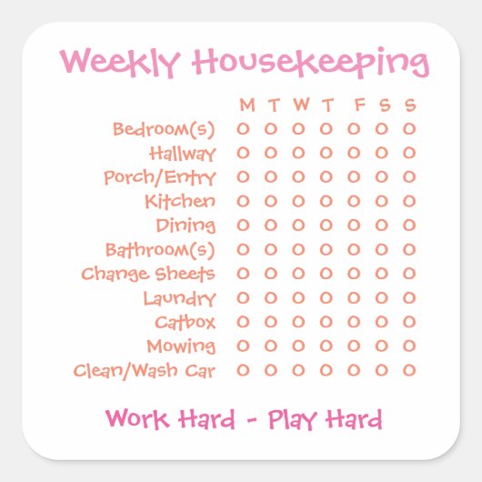 週次の仕事一覧 スクエアシール (正面)