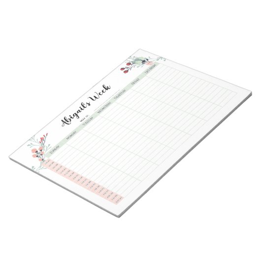 週次の毎時プランナーと日曜日の開始7am - 12am ノートパッド (アングル)