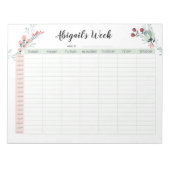 週次の毎時プランナーと日曜日の開始7am - 12am ノートパッド (正面)