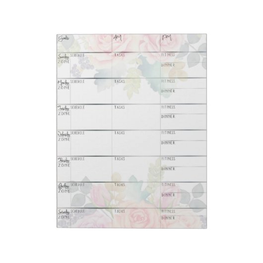 週次ゴール計画チェックリストプランナー ノートパッド (回転)