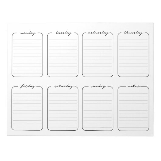 週次プランナーシンプルホワイト編集可能文字 ノートパッド (正面)