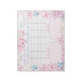 週次プランナーバタフライピンクパープルフローラ名 ノートパッド (回転)