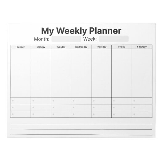 週次プランナー ノートパッド (正面)