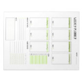 週次プランナー(日曜日の開始（緑） 8.5 x 11インチ) ノートパッド (正面)