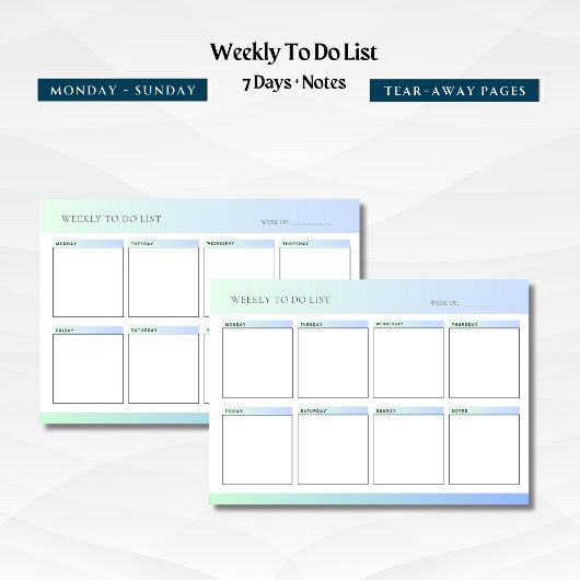 週次 | Daily To Doリスト（メモ帳）、タスク・リスト ノートパッド