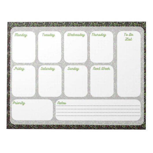 週間のやることリストプランナーノート ノートパッド (正面)