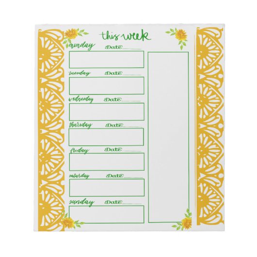 週間の予定表 ノートパッド (正面)