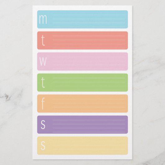 週間カレンダーシート 便箋 (正面)