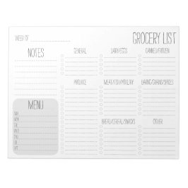 週食プランナー食料品一覧 ノートパッド