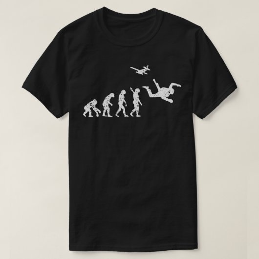 進化おもしろいスカイダイビング Tシャツ (デザイン正面)
