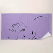 進化したブラックラインアート様式化された女性Touch ビーチタオル (正面)