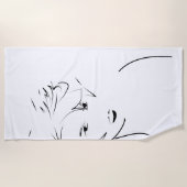 進化した黒線アートの女性Touch ビーチタオル (正面)