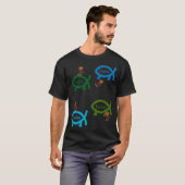 進化するサルと魚のデザイン Tシャツ (正面フル)