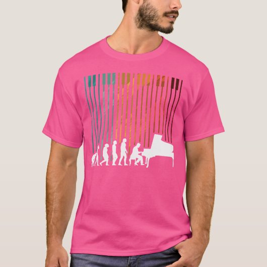 進化するピアノミュージシャン キーボードオーケストラ Tシャツ (正面)