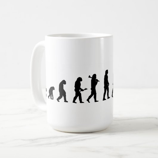 進化の人のピアノピアニスト音楽ミュージシャン コーヒーマグカップ (正面左)