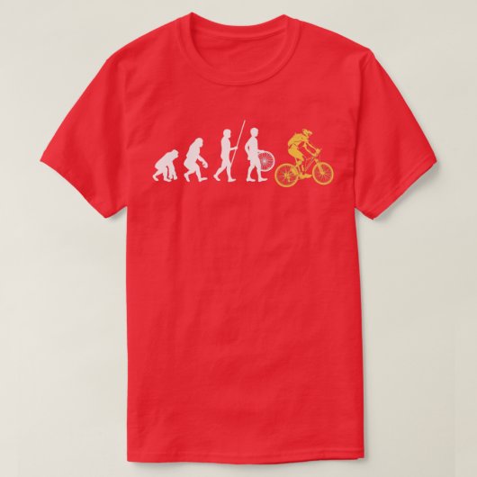 進化バイクもしくは自転車に乗る人自転車 Tシャツ (デザイン正面)