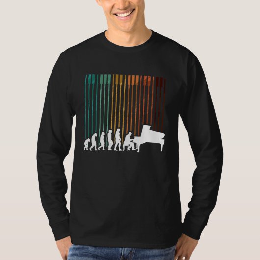 進化ピアノミュージシャンキーボードオーケストラ Tシャツ (正面)