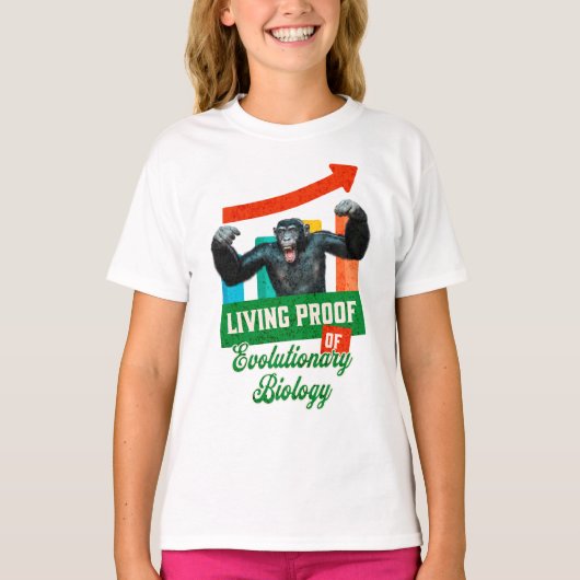 進化生物学のサルユーモア Tシャツ (正面)
