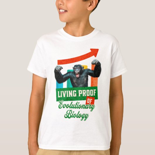 進化生物学のサルユーモア Tシャツ (正面)