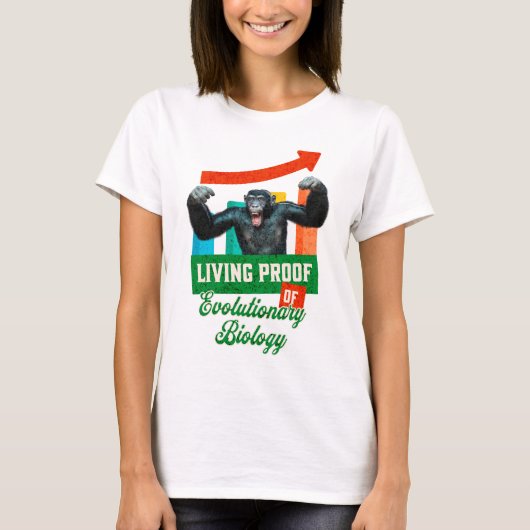 進化生物学のサルユーモア Tシャツ (正面)