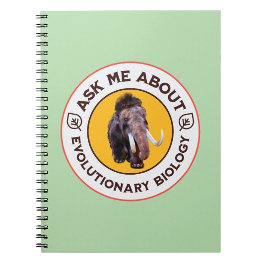 進化生物学のマンモスTシャツ Ask Me About Evolutionary Biology ノートブック (正面)