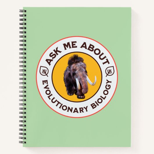 進化生物学のマンモスTシャツ Ask Me About Evolutionary Biology ノートブック (正面)