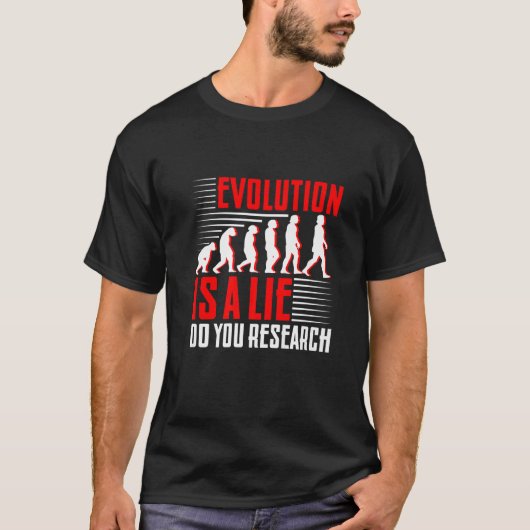 進化論は嘘 研究せよ プレミアム Tシャツ (正面)