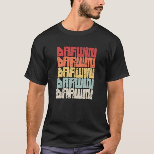 進化論/レトロヴィンテージ無神論 Tシャツ (正面)