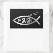 進化 – 寿司 長方形シール (バッグ)