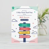 進学おめでとう！案内標識パーティー招待状 招待状 (スタンド正面)