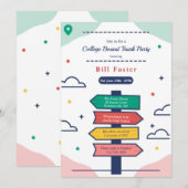 進学おめでとう！案内標識パーティー招待状 招待状 (正面/裏面)