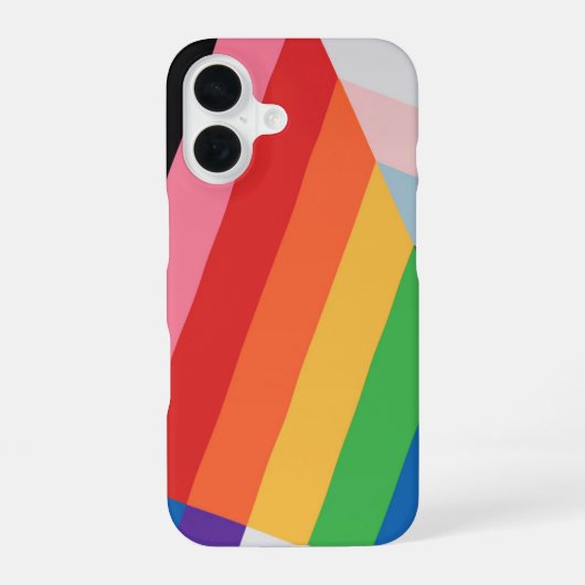 進捗プライドフラグデザイン – インクルーシブLGBTQ+ iPhone 16ケース (裏面)