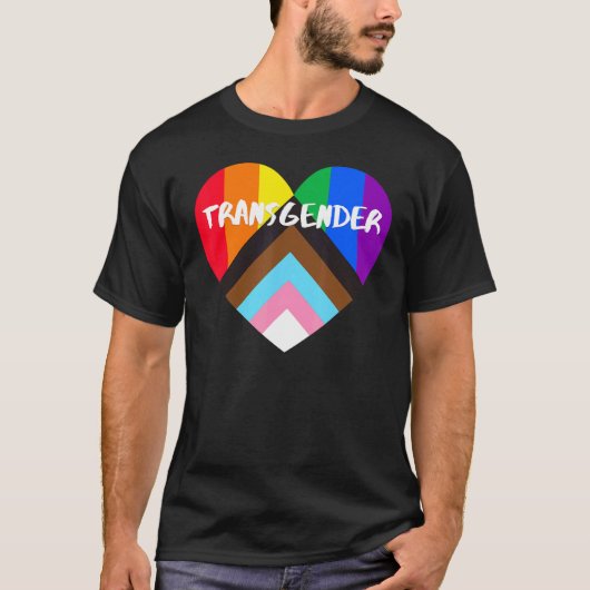 進捗プライドフラグハート包含性変換 Tシャツ (正面)