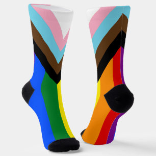 進捗プライドフラグLGBTQ+ ソックス