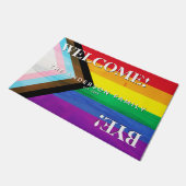 進捗プライドレインボービーチパーソナライズされた歓迎 ドアマット (アングル)