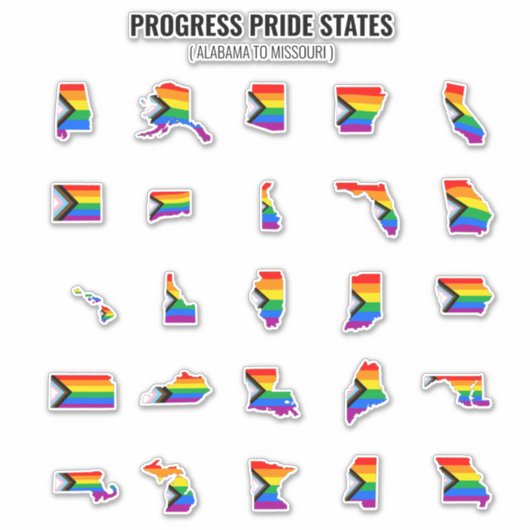 進捗プライド州(A-M) シール (正面)