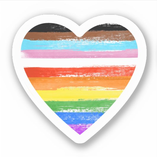 進捗プライド色彩の鮮やかハート シール (正面)