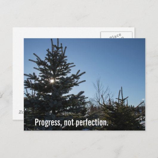 進捗状況ではなく完成度 – 回復のスローガン ポストカード (正面/裏面)