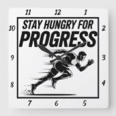 進歩のランナーに飢え続ける スクエア壁時計 (正面)
