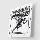 進歩のランナーに飢え続ける スクエア壁時計 (傾斜)