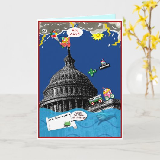 進歩論者のためのおもしろいな政治挨拶状 カード (黄色い花)